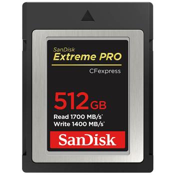SANDISK Extreme Pro 512GB CFexpress Card SDCFE 1700MB/s R 1400MB/s W 4x6 (SDCFE-512G-GN4NN)