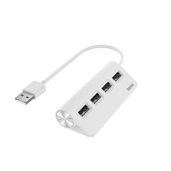 HAMA Hub USB-A 2.0 4x Porte 480 Mbit/s Hvid (00200120)