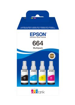 EPSON n EcoTank 664 - 4-pack - black, yellow, cyan, magenta - original -  ink refill - for Epson L380, L395, L495, EcoTank ET-2650, L1455, L656,  EcoTank ITS L3050, L3060, L3070 | Synigo