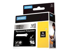 DYMO Rhino 12 mm Perm Poly Black On Metallic