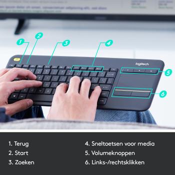 Logitech Wireless Touch Keyboard K400 Plus - tastatur - QWERTY - US International - svart Inn-enhet (920-007145)