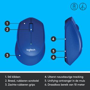 LOGITECH M330 Silent Plus - Mus - Optisk - 3 knapper - Blå (910-004910)