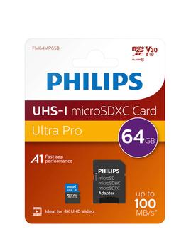 PHILIPS Micro SDXC Card 64GB Class 10 UHS-I U3 incl. Adapter (FM64MP65B/00)