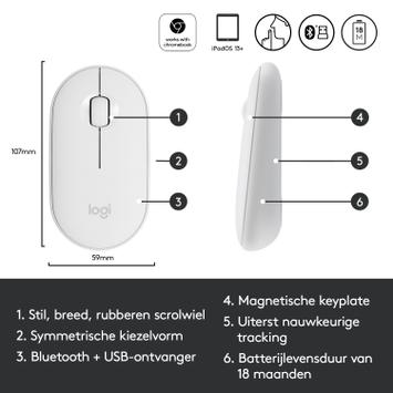 Logitech Pebble M350 - mus - Bluetooth,  2.4 GHz - elfenbenshvit (910-005716)