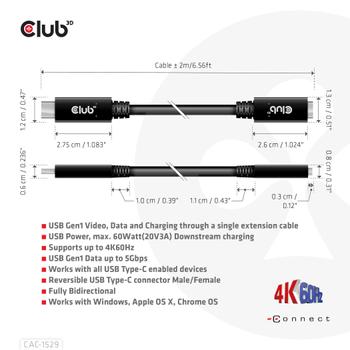CLUB 3D Usb Gen1 Type-C Extension (CAC-1529)