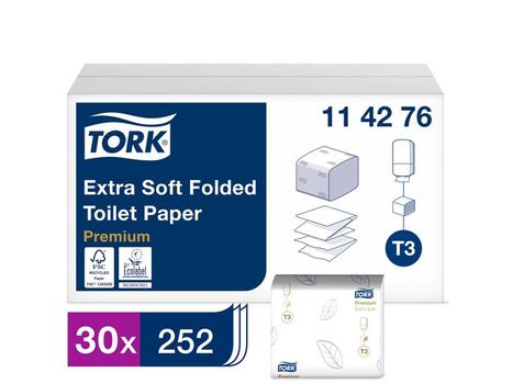TORK Toiletpapir Tork Premium T3 19x11cm Hvid 2-lags Krt/ 30x252 (114276)