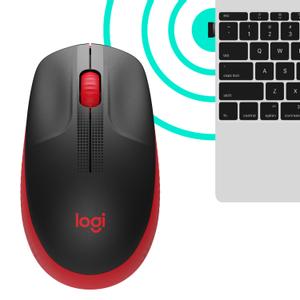 LOGITECH M190 Full-size Wireless Optical PC Mouse - Red - Mus - Optisk - 3 knapper - Rød (910-005908)