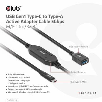 CLUB 3D Usb Gen1 Type-C To Type-A (CAC-1538)
