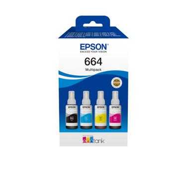 EPSON n EcoTank 664 - 4-pack - black, magenta, cyan, yellow - original - ink tank - for Epson L380, L395, L495, EcoTank ET-2650, L1455, L656, EcoTank ITS L3050, L3060, L3070 (C13T66464A)
