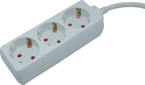 Elivi Strømskinne 3 uttak 3m Hvit , Jordet , u/bryter (ELV-SS3UB-030)