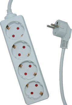 Elivi Strømskinne 4 uttak 3m Hvit , Jordet , u/bryter (ELV-SS4UB-030)