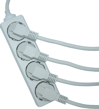 Elivi Strømskinne 4 uttak 3m Hvit , Jordet , u/bryter (ELV-SS4UB-030)