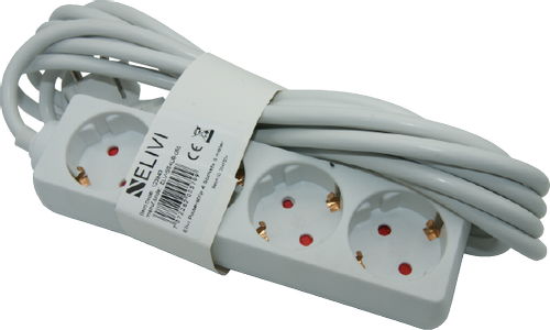 Elivi Strømskinne 4 uttak 5m Hvit , Jordet , u/bryter (ELV-SS4UB-050)