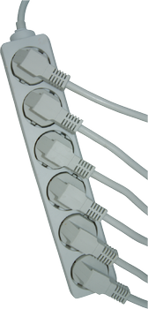Elivi Strømskinne 6 uttak 1,5m Hvit , Jordet , u/bryter (ELV-SS6UB-015)