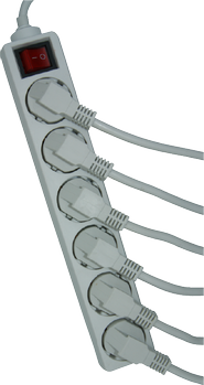 Elivi Strømskinne 6 uttak 3m Hvit , Jordet , m/bryter (ELV-SS6MB-030)