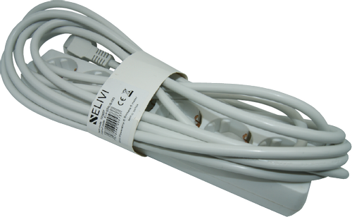 Elivi Strømskinne 6 uttak 5m Hvit , Jordet , u/bryter (ELV-SS6UB-050)