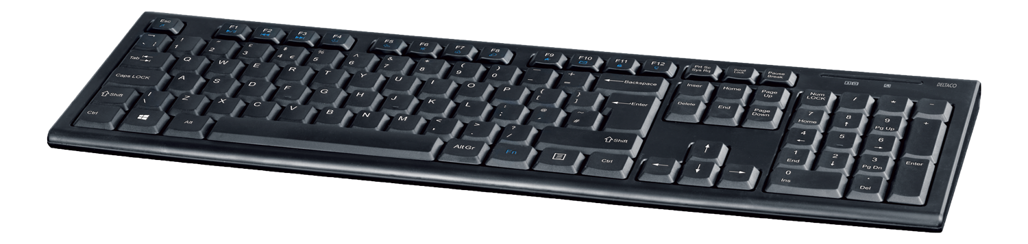 DELTACO wireless keyboard, 105 keys, USB receiver, 10m range, UK layout (TB-122-UK)
