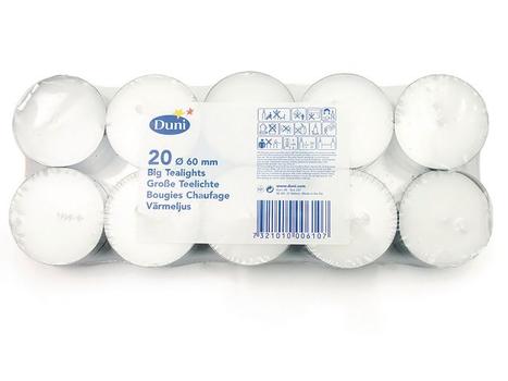 DUNI Telys DUNI 60mm 10t brenntid hvit (20) (610)