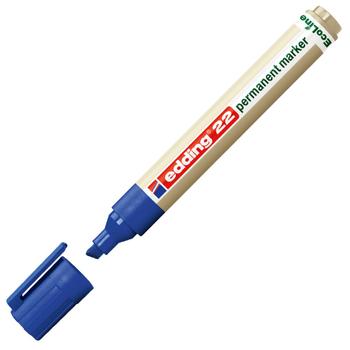 EDDING 22 EcoLine Permanent Marker Chisel Tip 1-5mm Line Blue (Pack 10) - 4-22003 (4-22003)