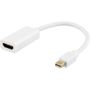 DELTACO sovitin Mini DisplayPort - HDMI, 4K 60Hz, 0,2m, valkoinen