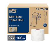 Toiletpapir Tork Advanced Mid-size T6 2-lags Hvid Krt/27