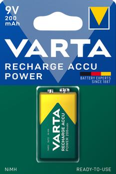 VARTA genopladeligt 9V-batteri 200 mAh 1 stk (56722101401*10)