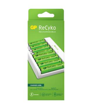 GP ReCyko Battery Charger, E811 (USB), incl. 4 x AA 2100 mAh + 4 x AAA 850 mAh Batteries (202252)