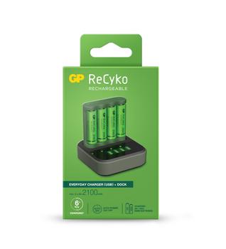 GP ReCyko Everyday Battery Charger, B421 (USB) + Dock D451, B421270AAHC-2B4 /202238 (202238)