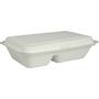 ABENA Take away boks, 25,09x16,2x6,32cm, hvid, bagasse, 2-rums, komposterbar