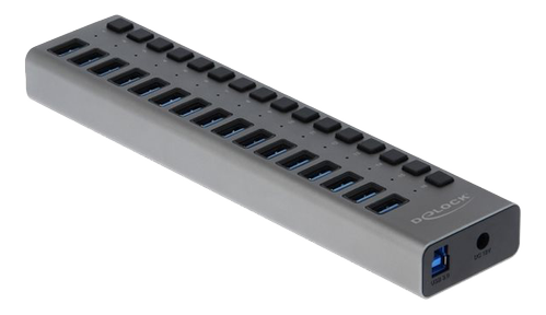DELOCK External SuperSpeed USB Hub with 16 Ports + Switch (63739)