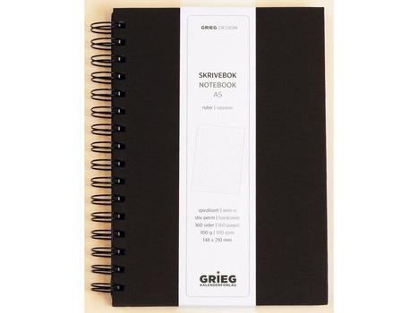 GRIEG Notatbok GRIEG A5 100g 160s ruter sort (266500)