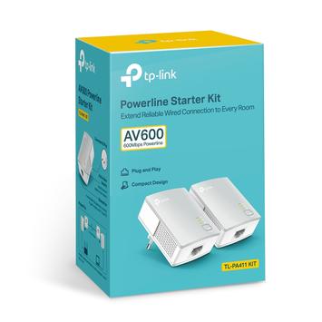 TP-Link TL-PA411KIT AV500 Nano Powerline Adapter Starter Kit - Bro - HomePlug AV (HPAV) - veggpluggbar (en pakke 2) (TL-PA411KIT)