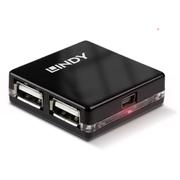LINDY USB 2.0 Mini Hub 4 Port, 4x4cm  Bus powered only