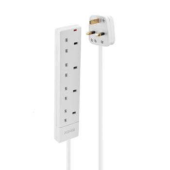 LINDY Power Strip 4-way Type G (UK) Outlet. White Factory Sealed (70145)