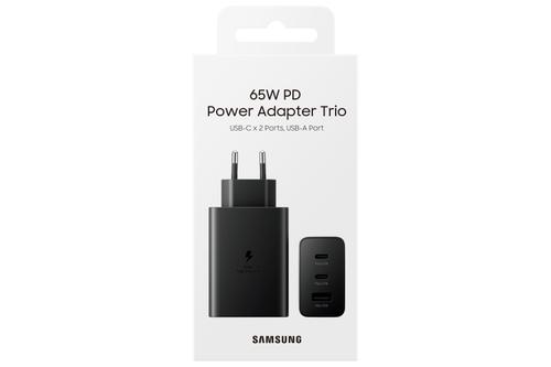 SAMSUNG Power Adapter Trio 65W USB-C 25W USB-C 15W USB-A Black (EP-T6530NBEGEU)