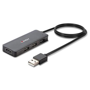 LINDY 4 x USB 2.0, 480 MBit  Black (42986)