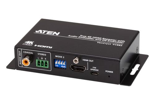 ATEN True 4K HDMI Repeater with Audio Embedder and De-Embedder (VC882-AT-G)