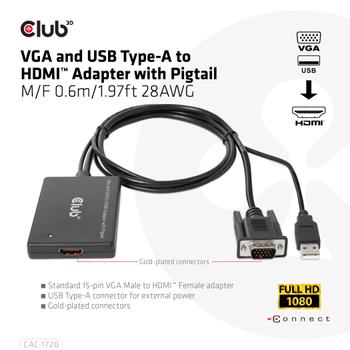 CLUB 3D Vga And Usb Type-A To Hdmi (CAC-1720)