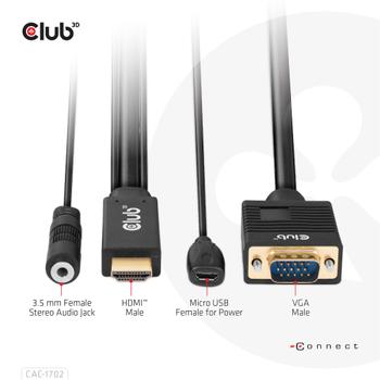 CLUB 3D Hdmi To Vga Cable M/M (CAC-1712)