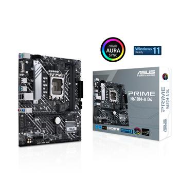 ASUS S PRIME H610M-A D4 - Motherboard - micro ATX - LGA1700 Socket - H610 Chipset - USB 3.2 Gen 1, USB 3.2 Gen 2 - Gigabit LAN - onboard graphics (CPU required) - HD Audio (8-channel) (90MB19P0-M0EAY0)