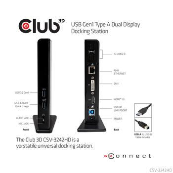 CLUB 3D SENSEVISION DOCK STATION HDMI + DVI + 4USB2.0 + 2USB 3.0 IN (CSV-3242HD)
