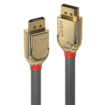 LINDY DisplayPort Kabel - 10 m Gold 4K Displayport 1.2 Grå (36296)
