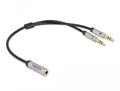 DELOCK Headset Adapter 3.5 mm 4 pin female to 2 x 3.5 mm male