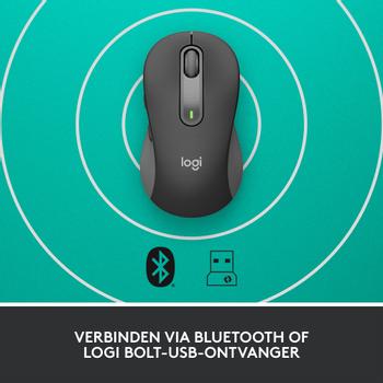 LOGITECH h Signature M650 - Mouse - optical - 5 buttons - wireless - 2.4 GHz, Bluetooth - Logitech Logi Bolt USB receiver - graphite (910-006253)