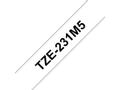 BROTHER TZe-231 - Lim - svart på vitt - Rulle (1,2 cm x 8 m) 1 kassett(er) bandlaminat (paket om 5) - för P-Touch PT-1010, 1090, 1230, 1280, 1290, 1880, 1950, 2100, 2430, 2700, 3600, 7100, 9500