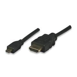 ALLNET Kabel Video HDMI-HDMI (MicroD), ST/ST,  1m, 4k/60Hz, schwarz, für z.b. Raspberry (ALL-HDMI-MICRO-1M)