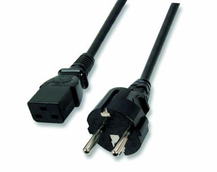 NEM Netzkabel 230V Schutzkontakt CEE7(Stecker)->Kaltgeräte IEC-C19(Buchse),  3m, 16A, (EK511.3)