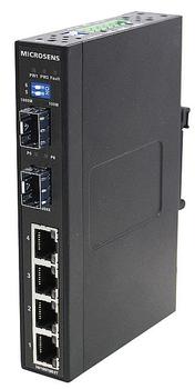 MICROSENS Entry Line Switch industrial Giga 6port, 4x RJ45 PoE+, 2 x SFP, MS657203PX (MS657203PX)