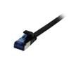 SYNERGY Patchkabel RJ45, CAT6A 500Mhz, 1,0m, schwarz, U/FTP, flach, TPE(Superflex), AWG32, Synergy 21