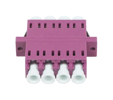 SYNERGY LWL-Kupplung, LC-Buchse/ LC-Buchse,  50/125u Multimode OM4, erika-violett,  Quad, PVC, mit Flansch, Synergy 21, (S215691)